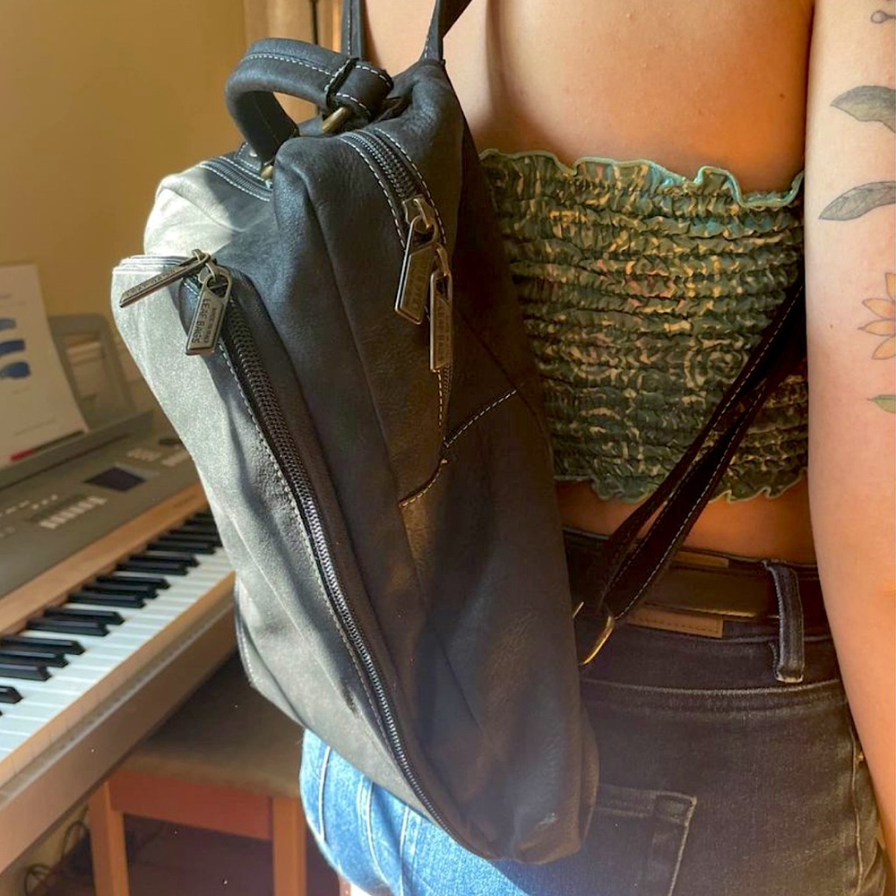 Italian leather backpack from Leaf Bags, fits 13in laptop.